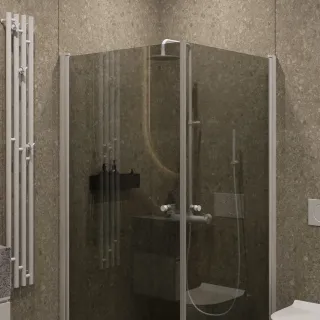 Душевой уголок на монопетле by Deonria U-90-89-6-G-W 90x89см белый/графит